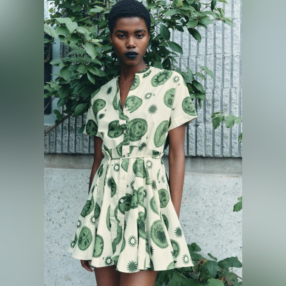 NET ZARA PRINTED SHORT DRESS ZW COLLECTION